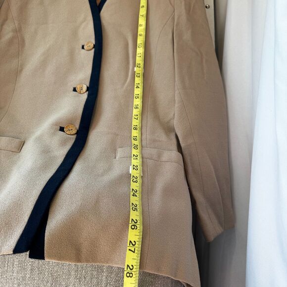 Vintage 90s Kasper ASL Tan & Navy Blue Suit - Size 14P | Classic Power Dressing - Picture 4 of 15